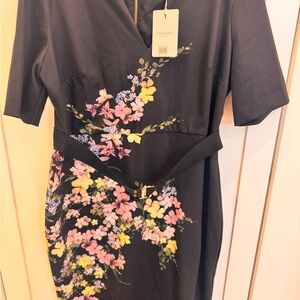 Ted Baker London Black Floral Midi Dress
